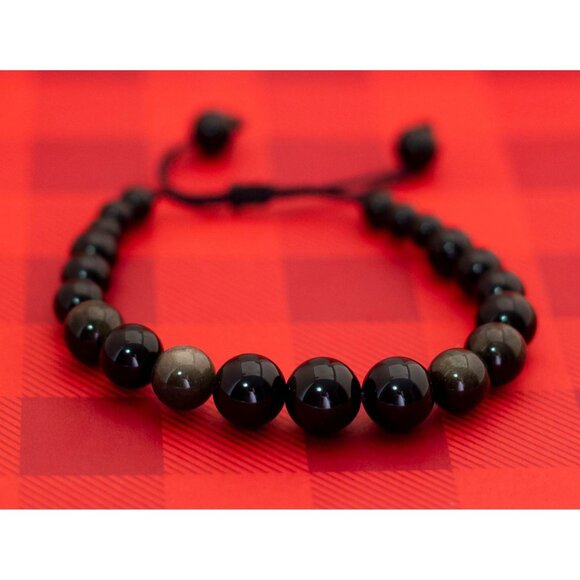 Vintage Black Beads Adjustable Bracelet - O27 - Picture 1 of 3